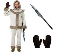 ZZ DISFRAZZES | Costume Eschimese da uomo, kit costume eschimese adulto carnevale - costume eschimese, costume eschimese con accessori per carnevale (taglia XS)