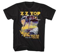 Zz Top Tejas Tour T-Shirt Manica Corta Girocollo Cotone Nera Preshrunk