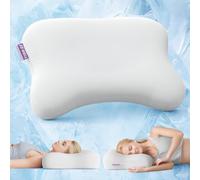 ZZ-WELL Cuscino rinfrescante per dormire, ergonomico, curvo, morbido, per dormire, in memory foam, per dolori al collo e alle spalle, con fodera lavabile in lavatrice (grigio)