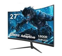 ZZA Monitor da gioco da 27 pollici, monitor per computer senza cornice ultraveloce 280Hz/240Hz 1ms FHD 1080P, monitor curvo 1800R, FreeSync, 99% sRGB, HDR, luce blu bassa, porte HDMI DP, montaggio