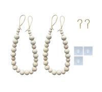 ZZABCDEGH Fermacurtaini Fermatenda for Tende in Corda di Perline Legno Multicolore, 2 Pezzi(Color 1)