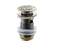 ZZABCDEGH Tappo di Scarico a Saltarello Scarico Pop-up for lavabo in Ottone Bronzo Antico con Coperchio Rotondo Intagliato e opzioni di troppopieno(C-with Overflow)