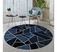 ZZBBZZ-YJ Geometria Blu e Nero Tappeti Rotondi Soggiorno Camera da Letto Cucina Cucina Tappeto 80 cm 100 cm 120 cm 140 cm 160 cm 180 cm 200cm Confortevole Pavimento (Size : Diametro 100cm)