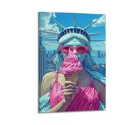 ZZBXSJ Stampa artistica da parete astratta minimalista su tela, motivo: statua della libertà, gelato, paesaggio urbano, decorazione per la stanza, 20 x 30 cm