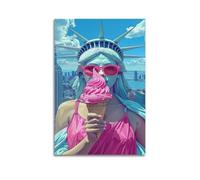 ZZBXSJ Stampa artistica da parete astratta minimalista su tela, motivo: statua della libertà, gelato, paesaggio urbano, decorazione per la stanza, 50 x 75 cm