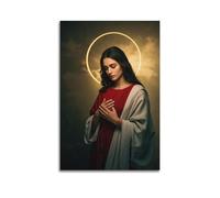 ZZBXSJ Stampa artistica da parete astratta minimalista su tela, poster religioso moderno con Vergine Maria, con aureola, decorazione spirituale per la stanza, poster 50 x 75 cm