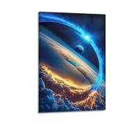 ZZBXSJ Stampa artistica da parete astratta minimalista su tela, poster surrealista con vista mozzafiato della terra e dei corpi celesti, decorazione per la stanza, 30 x 45 cm