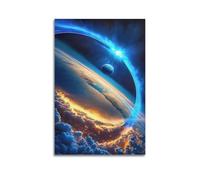 ZZBXSJ Stampa artistica da parete astratta minimalista su tela, poster surrealista con vista mozzafiato della terra e dei corpi celesti, decorazione per la stanza, 40 x 60 cm