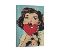 ZZBXSJ Stampa artistica da parete su tela astratta minimalista - Pop Art a forma di cuore - Poster con attraente figura femminile decorativa per la stanza, poster 60 x 90 cm