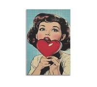 ZZBXSJ Stampa artistica da parete su tela astratta minimalista - Pop Art a forma di cuore - Poster con attraente figura femminile decorativa per la stanza, poster 30 x 45 cm