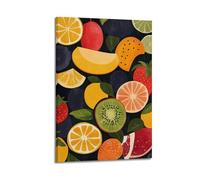 ZZBXSJ Stampa artistica da parete su tela astratta minimalista, poster retrò con frutta colorata assortita, decorazione per la stanza, 20 x 30 cm