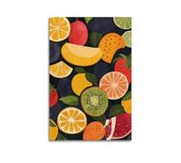 ZZBXSJ Stampa artistica da parete su tela astratta minimalista, poster retrò con frutta colorata assortita, decorazione per la stanza, 30 x 45 cm