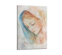 ZZBXSJ Stampe artistiche da parete astratte minimaliste su tela, poster ad acquerello con la Vergine Maria, rappresentazione serena e graziosa, decorazione per la stanza, 40 x 60 cm