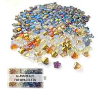 Zzcy 300 Perline Vetro Colorate 8mm Perline Acrilico a Forma di Stella, Cuore, Farfalla Set di Perle per Braccialetti Perla di Vetro per Bigiotteria Fai Da Te, con 5 m Filo Elastico