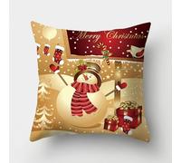 ZZDXL Copricuscino 60x60 Rosso Pupazzo di Neve, Federe Cuscini Divano, Cuscini in Lino, Tessuto Morbido Anallergico Antiacaro, Decorazioni Camera Da Letto