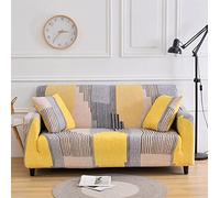 ZZDXL Copridivano Tre Posti Elasticizzato Puzzle Grigio Giallo Copridivani Elasticizzati Universali,Copri Divano Moderne per Soggiorno, per Proteggere Il Divano, Copridivano per Cani e Gatti