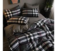 ZZDXL Set di biancheria da letto matrimoniale 200x230 Scozzese Nero - Copripiumino e 2 Federe in Microfibra, 3 Pezzi