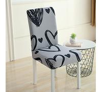 ZZDXW Coprisedie con Schienale Cuore D'Amore Nero Grigio Coprisedie Spandex Copri sedia con Schienale Alto,Lavabile Estraibile Fodera per Sedia,Universali Resistente Coprisedie Con Schienale 2 Pezzi