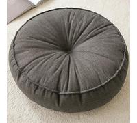 ZZDZW Cuscino Rotondo da Pavimento in Lino e Cotone 45x45x10cm - Cuscino Seduta Spesso 10cm Riempito con Cotone PP per Soggiorno, Balcone e Sedia (Confezionato al Vuoto)(Grigio Scuro)