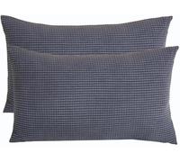 ZZDZW Set di 2 Copri Cuscini 50x70 per Divano 40x70 Copricuscino 50x80 Elasticizzato con Cerniera,Federe Moderne per Camera da Letto Decorativo Velluto A Coste Elegante(Dark Grey,40cmx40cm Set of 2)