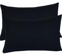 ZZDZW Set di 2 Copri Cuscini 50x70 per Divano 40x70 Copricuscino 50x80 Elasticizzato con Cerniera,Federe Moderne per Camera da Letto Decorativo Velluto A Coste Elegante(Black,60cmx80cm Set of 2)