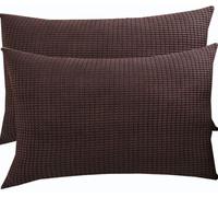 ZZDZW Set di 2 Copri Cuscini 50x70 per Divano 40x70 Copricuscino 50x80 Elasticizzato con Cerniera,Federe Moderne per Camera da Letto Decorativo Velluto A Coste Elegante(Coffee,60cmx90cm Set of 2)