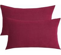 ZZDZW Set di 2 Copri Cuscini 50x70 per Divano 40x70 Copricuscino 50x80 Elasticizzato con Cerniera,Federe Moderne per Camera da Letto Decorativo Velluto A Coste Elegante(Burgundy,30cmx60cm Set of 2)