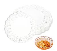 ZZHBOO 150 fogli di carta oleata, adatta per cibi fritti e snack, per uso alimentare, assorbente, con bordi smerlati, bianca, ideale per dessert e pasti principali, diametro 11,5 cm.