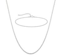 ZZHBOO 2 Pezzi Collana e Bracciale in Argento, Set Gioielli Minimalisti con Effetto Scintillante Stellato, Regalo Ideale per Lei, Design Sovrapponibile per Collana Chiave e Polso