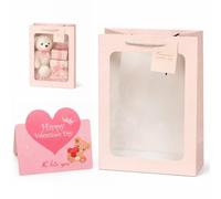 ZZHBOO 2 Pezzi, Sacchetto Regalo in Carta, Con Busta Auguri e Finestra Trasparente, Nuovo Design Elegante per San Valentino, Compleanno e Occasioni Speciali, Colore Rosa, Dimensioni 0.2 cm