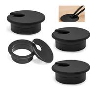ZZHBOO 4 Pack Black Plastic Cable Management Box, Cord Organizer for Desk Wire Hider, 35mm Hole Grommet, Under Desk Cable Tray for Office, Home, Gaming Setup