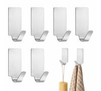 ZZHBOO 6 Pezzi Ganci Adesivi Quadrati, Inossidabile e Senza Traccia, Gancio Adesivo Universale Multifunzione per Cucina, Pareti Domestiche, Ufficio, Grigio Argento
