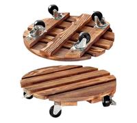 ZZHYTANG Base Rotonda for Vaso Piante in Legno con Ruote bloccabili, Supporto Resistente Interno Balcone Giardino(Diameter 35cm)
