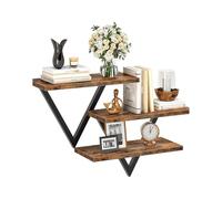 ZZHYTANG Mensole a parete in legno rustico, set di 3 mensole fluttuanti con supporti metallici industriali, organizzatore for camera, bagno, cucina e soggiorno