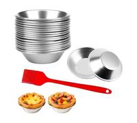 ZZHYTANG Set 60 stampini for crostata uovo alluminio riutilizzabili + pennello silicone, stampi for pastella for preparazione tartellette, budini e dolci monoporzione