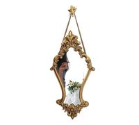 ZZHYTANG Specchio da parete vintage ornamentato con catena e gancio angelo - Oro antico stile barocco - Piccolo specchio for soggiorno, camera, bagno, ingresso - 15,7 x 7,9 pollici