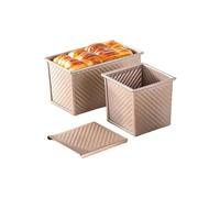 ZZHYTANG Stampo for toast cuboide con coperchio Facile da pulire Traspirante Sicurezza Durevole Acciaio al carbonio Stampo antiaderente for toast, pane, pasticcini e torte(450g+250g)