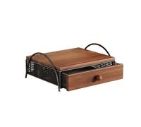 ZZHYTANG Supporto for Macchina da Caffè con Cassetto Scorrevole, Organizzatore da Banco in Legno e Metallo, Porta Capsule e Accessori for Caffè Cucina e Ufficio(Nero)