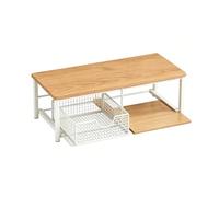 ZZHYTANG Supporto for Macchina da Caffè Estensibile con Cassetto Scorrevole, Organizzatore Cucina a 2 Livelli for Tazze, Capsule e Piccoli Elettrodomestici(legna)