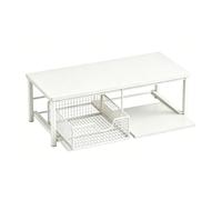ZZHYTANG Supporto for Macchina da Caffè Estensibile con Cassetto Scorrevole, Organizzatore Cucina a 2 Livelli for Tazze, Capsule e Piccoli Elettrodomestici(Bianca)