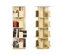 ZZINOKE Libreria Girevole, 4 Ripiani e 16 Scomparti, Base Quadrata Girevole a 360°, Adatta per Soggiorno, Camera da Letto, Ufficio, Cameretta, 39×39×128cm, Colore Rovere