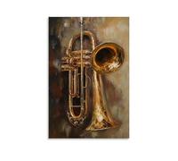 ZZJFFBSS Dipinto a olio con strumenti - Ottone e pennello - Toni metallici incontrano tecniche a olio espressive murali decorazione moderna da appendere poster artistico da appendere 20 x 30 cm