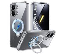 zZjoOoj 360° Girevole Supporto Magnetica Custodia Cover per XIAOMI Poco X8 Pro Max [Stabile CD Anello Supporto ] Protezione per Fotocamera,Antiurto, Anti-Graffio (Trasparente)