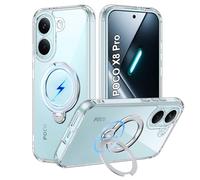 zZjoOoj 360° Girevole Supporto Magnetica Custodia Cover per XIAOMI Poco X8 Pro [Stabile CD Anello Supporto ] Protezione per Fotocamera,Antiurto, Anti-Graffio (Trasparente)
