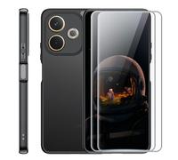 zZjoOoj Cover per OPPO A5 Pro 5G/4G Custodia Con 2 Pezzi Pellicola Vetro Temperato, Traslucida Opaco Retro Antiurto Cellulare Custodia,Antiurto, Anti-Graffio (Nero)