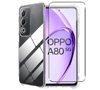 zZjoOoj Cover per OPPO A80 5G Con 1 Pezzi Pellicola Vetro Temperato, Custodia Trasparente per Assorbimento degli Urti con Paraurti in TPU Morbido, Sottile Morbida in Silicone TPU Protettiva Case