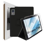 zZjoOoj Cover per tablet Doogee T36 (12 pollici modello 2025), sottile custodia con vetro temperato con funzione di supporto per Doogee T36, nero