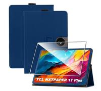 zZjoOoj Cover Per TCL NXTPAPER 11 Plus Tablet 11.5 Pollici Tablet con 1 Pezzi Pellicola Vetro Temperat, Ultra Sottile,Custodia in Pelle PU Premium con Funzione Leggio Verticale,Blu scuro