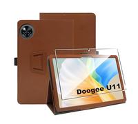zZjoOoj Custodia Cover Compatibile con Doogee U11/ U11 Pro 12 Pollici 2025 Tablet con 1 Pezzi Pellicola Vetro Temperat, Ultra Sottile,Custodia in Pelle PU Premium con Funzione Leggio Verticale,Braun
