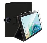 zZjoOoj Custodia Cover Compatibile con TCL Tab 11 Gen 2/TCL Tab 11 Gen 2 FE, Ultra Sottile in Pelle con Vetro Temperato Ultra Sottile,Custodia in Pelle PU Premium con Funzione Leggio Verticale, Nero